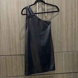 One shoulder black mini